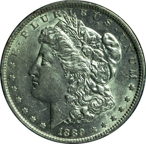 1889-O Morgan Silver Dollar AU55 PCGS VAM 2 Oval O close up