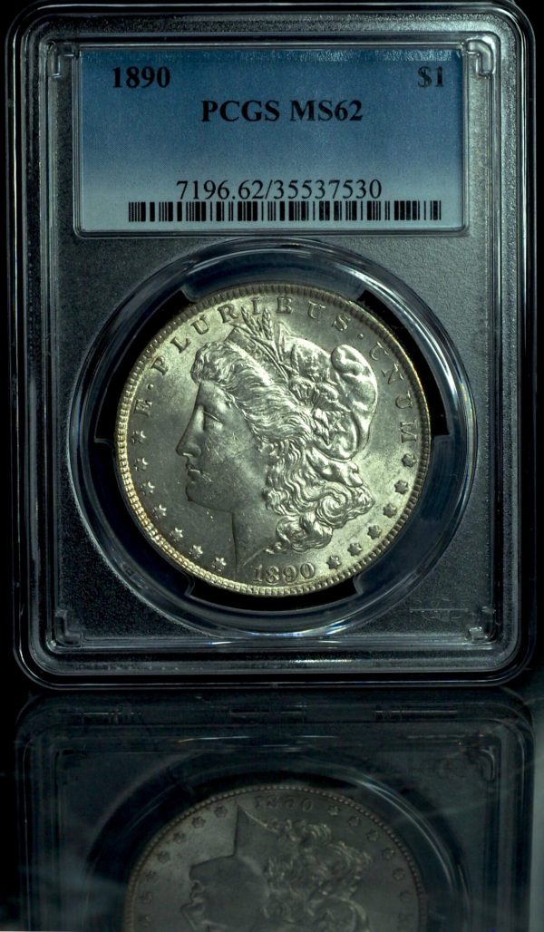 1890 Morgan Silver Dollar MS62 PCGS obverse