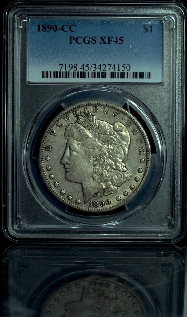 1890-CC Morgan Silver Dollar XF45 PCGS obverse