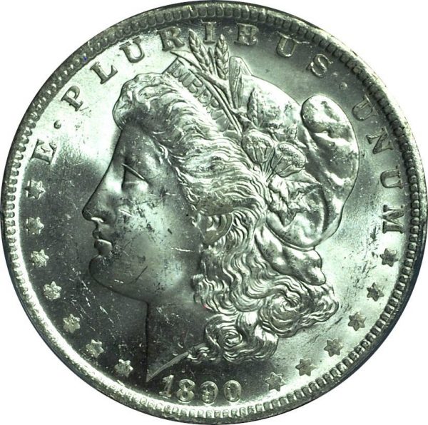 1890-O Morgan Silver Dollar MS63 PCGS close up