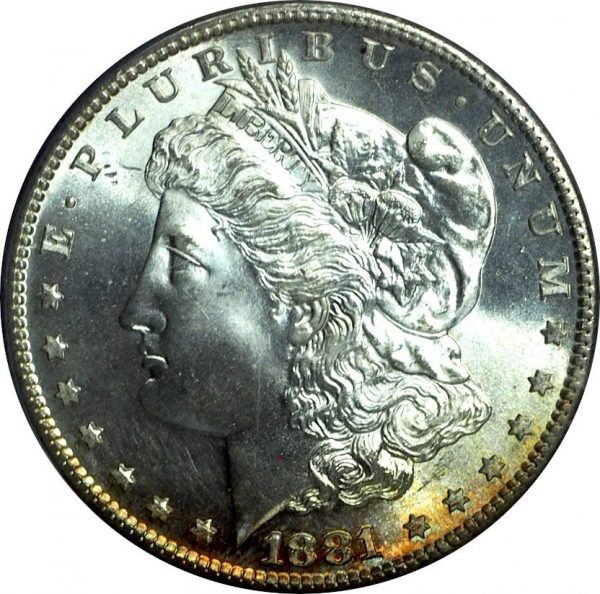 1881-S Morgan Silver Dollar MS66 PCGS close up