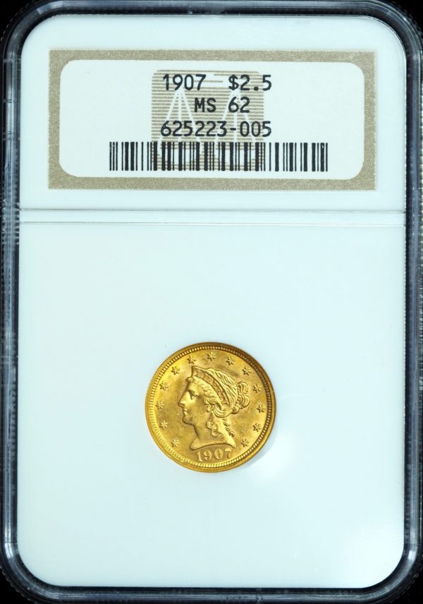 1907 $2.5 Gold Quarter Eagle Liberty Head MS62 NGC obverse
