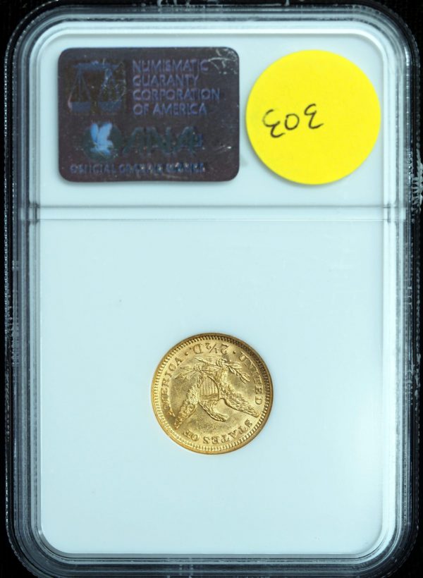1878 $2.5 Gold Quarter Eagle Liberty Head MS62 NGC reverse