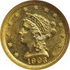 1903 $2.5 Gold Quarter Eagle Liberty Head MS62 NGC close up