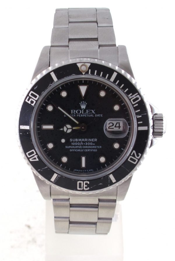 1983 Pre-Owned Rolex Submariner Stainless Steel 40MM Watch With Black Index Dial And Black Bezel With Oyster Band Model# 16800 Front