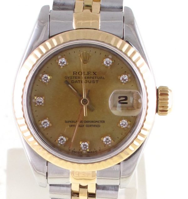 Pre-Owned Ladies Rolex Datejust (1993) Two Tone Model 69173 face view