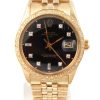 1980 Pre-owned Vintage Rolex Date 34MM Watch 14k Yellow Gold With Black Diamond Dial With Diamond Bezel Model 15037 Front Facing