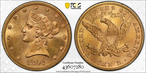 1901 $10 Gold Eagle Liberty Head AU58 True View
