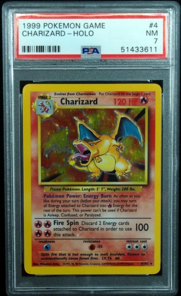 1999 Charizard 4/102 Holo Base Pokemon Card PSA 7 NM #51433611