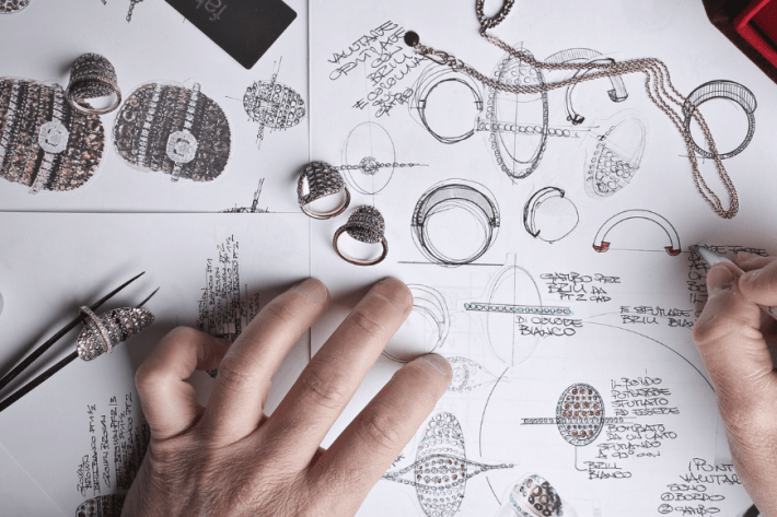 Custom Jewelry Designs drawn out on paper by hand