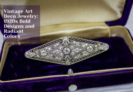 Vintage Art Deco brooch pin in box