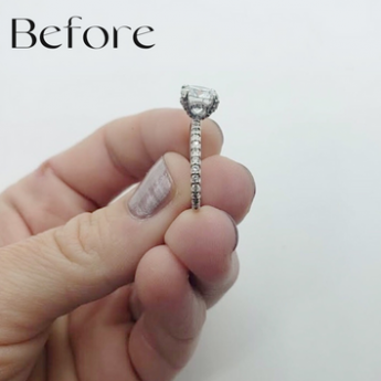 Jewelry Repair Services in Largo at Arnold Jewelers. Before: bent ring from weight lifting.