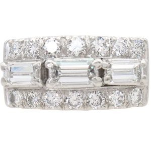 1.60ctw Baguette & Round Diamond Band Ring Platinum Front