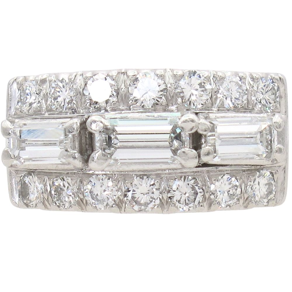 1.60ctw Baguette & Round Diamond Band Ring Platinum