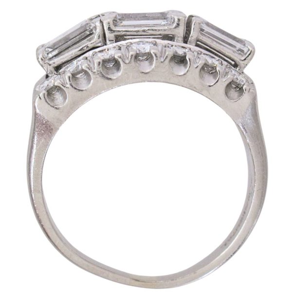 1.60ctw Baguette & Round Diamond Band Ring Platinum Profile