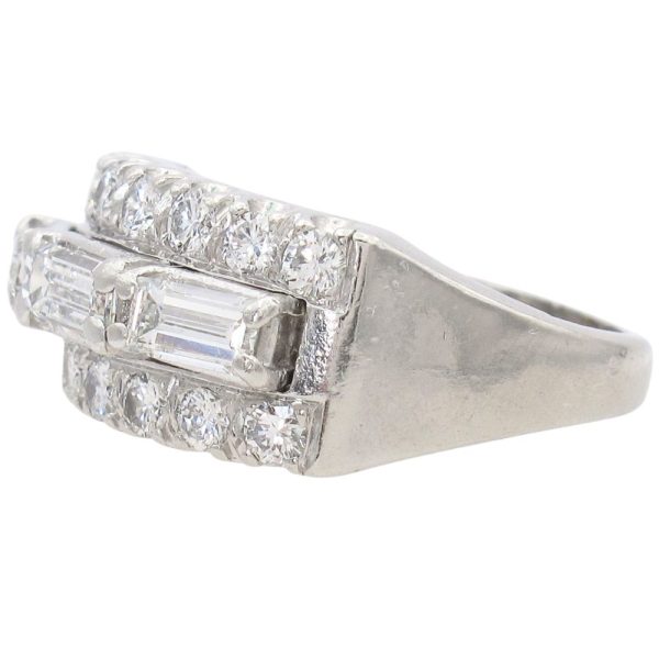 1.60ctw Baguette & Round Diamond Band Ring Platinum Side