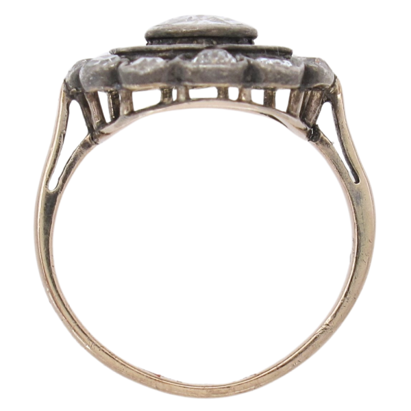 1880's .94ctw Old Mine Diamond Halo Victorian Ring 10K profile