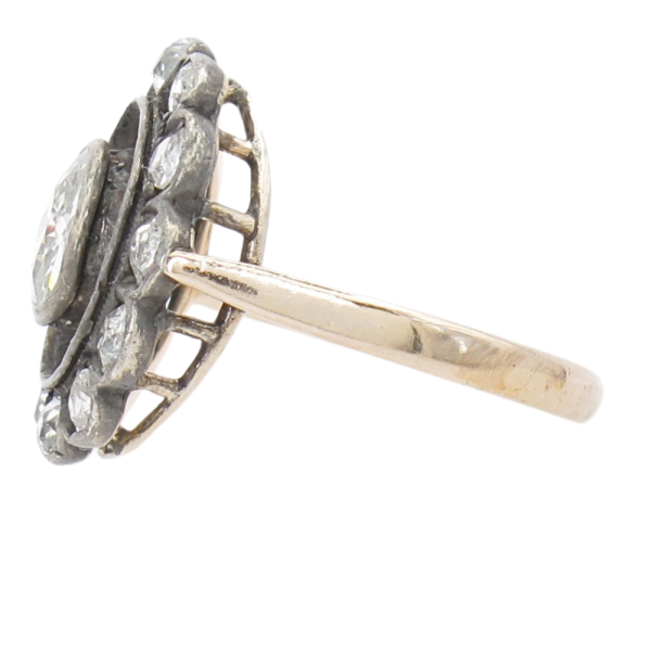 1880's .94ctw Old Mine Diamond Halo Victorian Ring 10K side