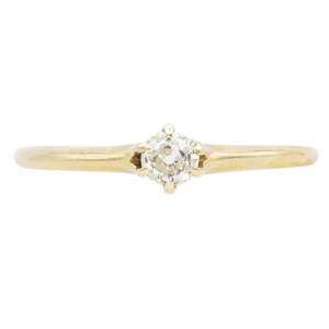 1900's .20ct Old Mine Diamond Solitaire Victorian Ring 14K Gold front