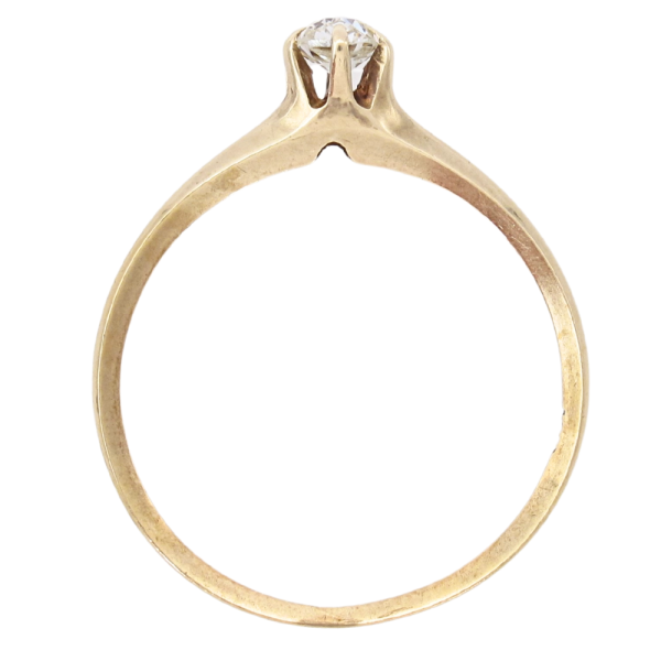 1900's .20ct Old Mine Diamond Solitaire Victorian Ring 14K Gold profile