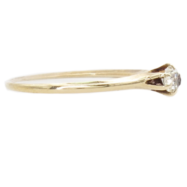 1900's .20ct Old Mine Diamond Solitaire Victorian Ring 14K Gold side
