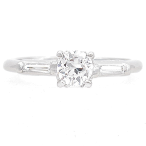 1950's .55ctw Diamond Mid-Century Engagement Ring Platinum front