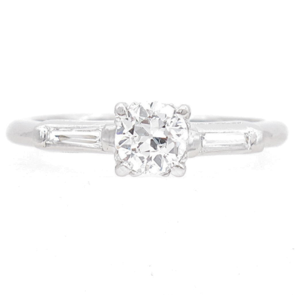 1950's .55ctw Diamond Mid-Century Engagement Ring Platinum front