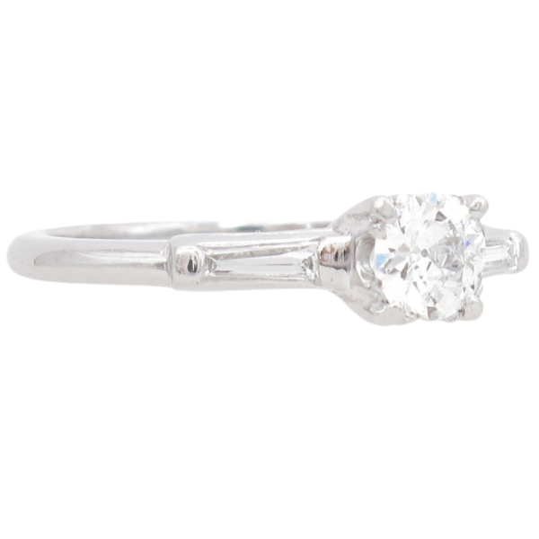 1950's .55ctw Diamond Mid-Century Engagement Ring Platinum side