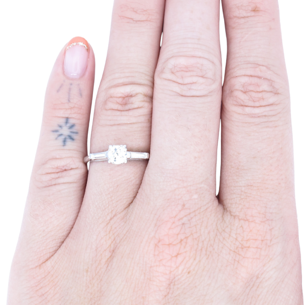 1950's .55ctw Diamond Mid-Century Engagement Ring Platinum worn