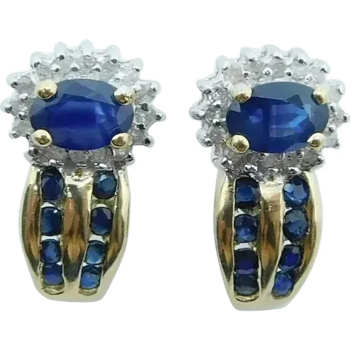 2.38ctw Sapphire Earrings 14K Two Tone Gold