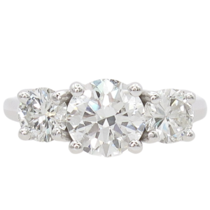 2.20ctw 3-Stone Round Diamond Engagement Ring 14K White Gold GIA