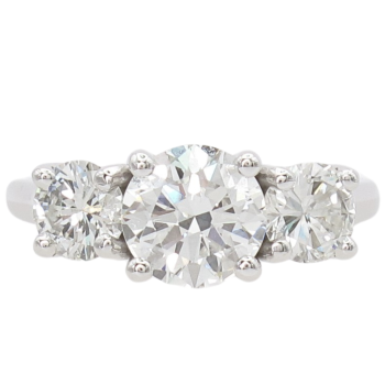 2.20ctw 3-Stone Round Diamond Engagement Ring 14K White Gold GIA