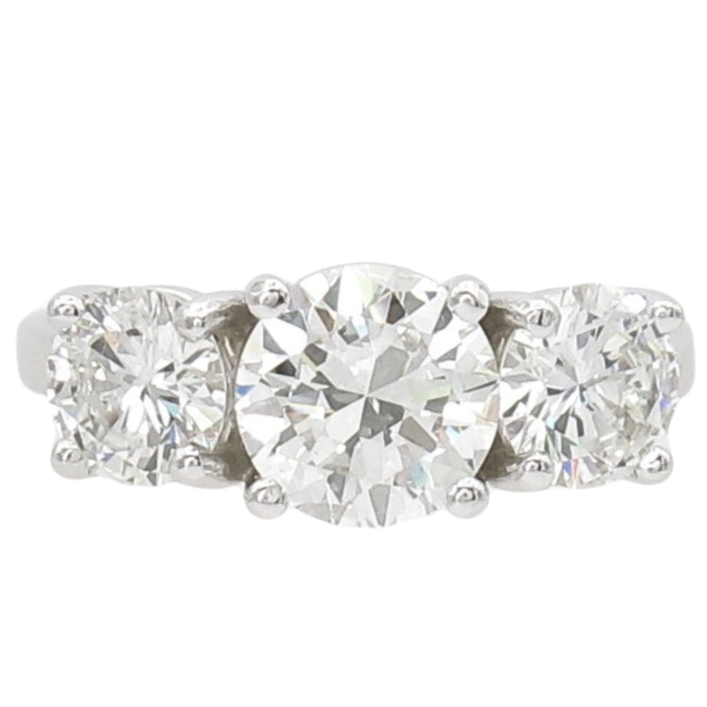2.89ctw 3-Stone Round Diamond Engagement Ring 14k GIA