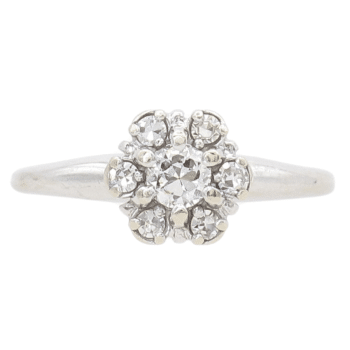 .27ctw Diamond Cluster Vintage Engagement Ring 14K front