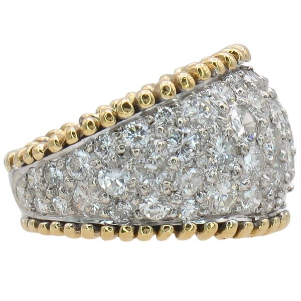 4.50ctw Diamond Dome Ring 18K Gold & Platinum Side