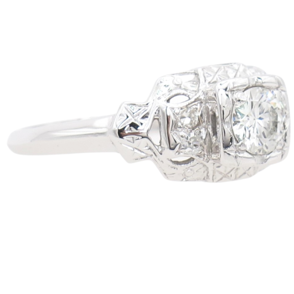 .45ctw Diamond Art Deco Engagement Ring 14K Gold side (1)