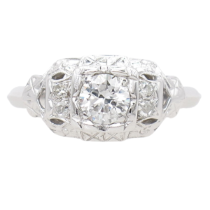 .45ctw Diamond Art Deco Engagement Ring 14K Gold side (2)