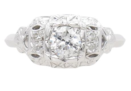 .45ctw Diamond Art Deco Engagement Ring 14K Gold side (2)