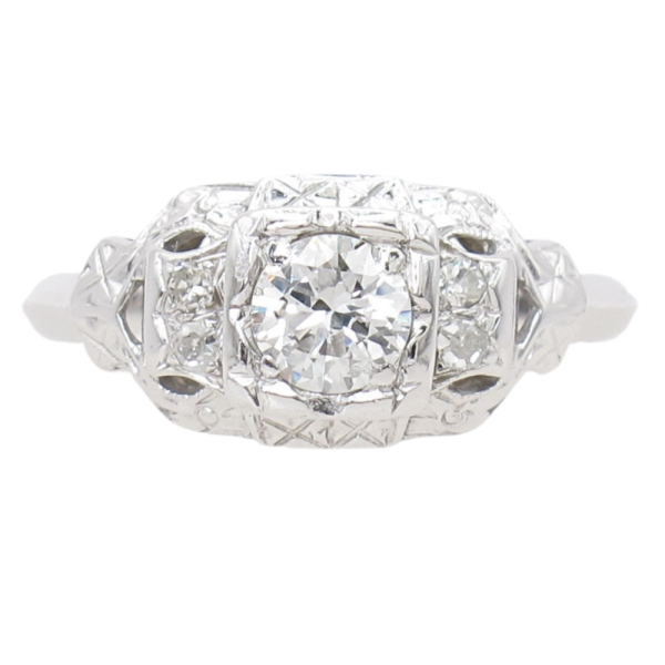 .45ctw Diamond Art Deco Engagement Ring 14K Gold side (2)