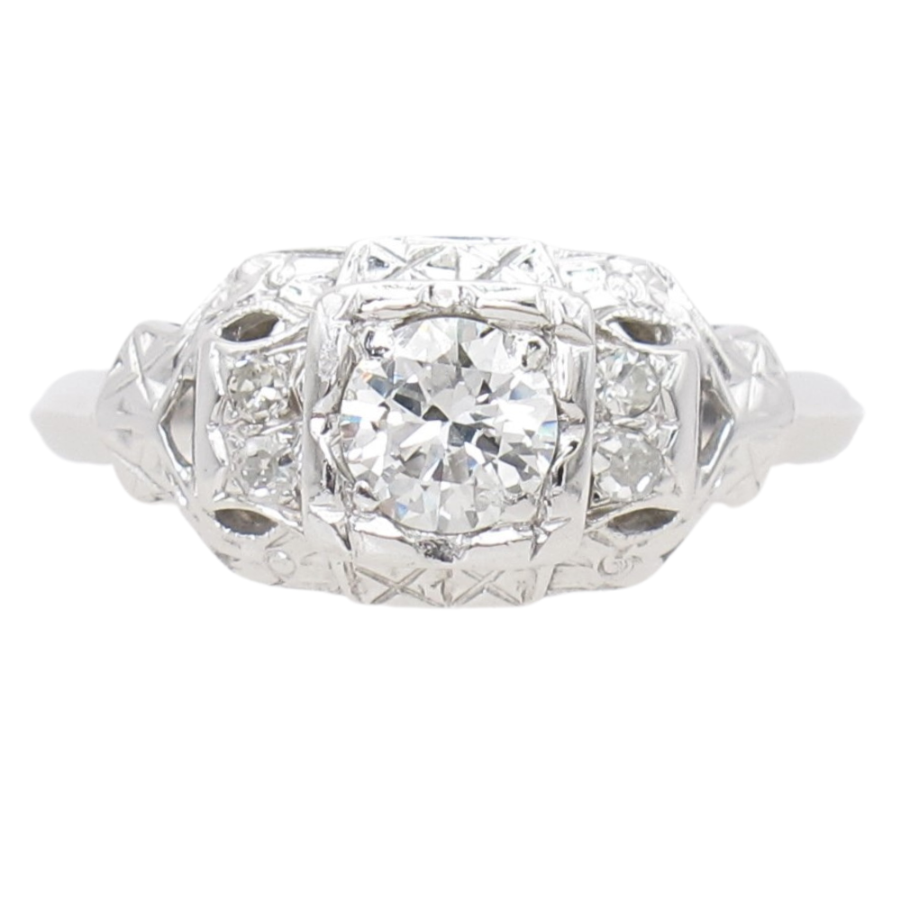 .45ctw Diamond Art Deco Engagement Ring 14K Gold