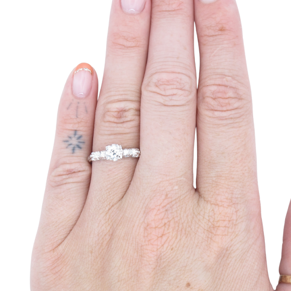 .46ctw Old European Diamond Art Deco Engagement Ring Platinum worn