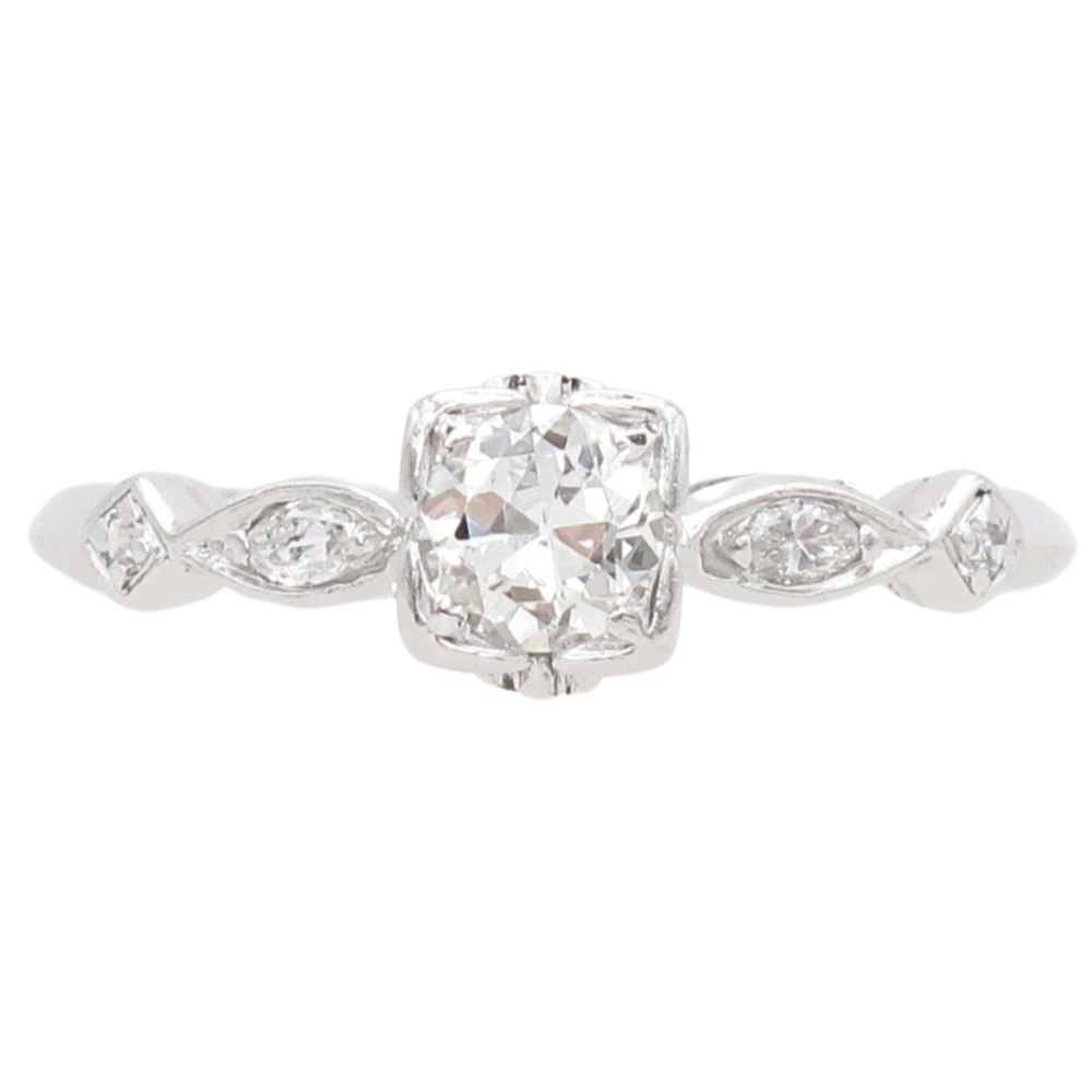 .50ctw Old European Diamond Art Deco Engagement Ring Platinum