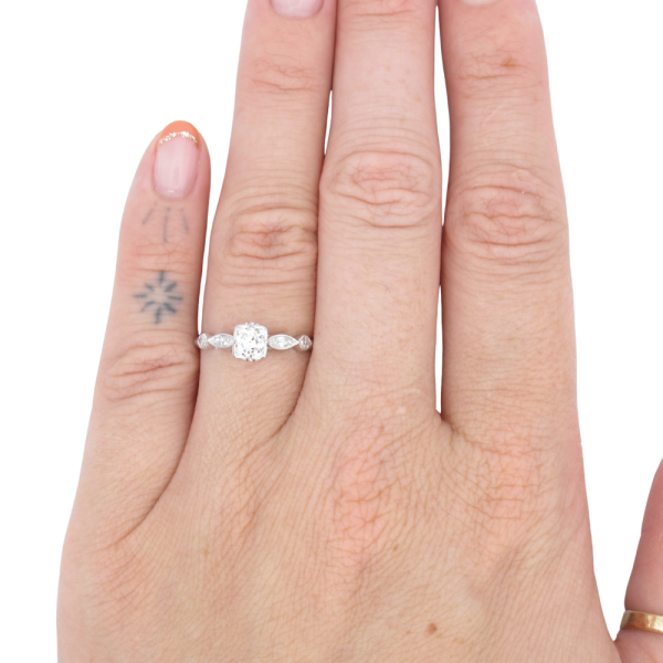 .50ctw Old European Diamond Art Deco Engagement Ring Platinum worn