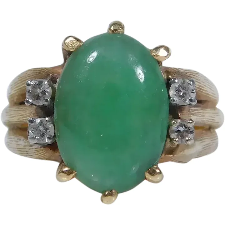 .20ctw Jade Ring with Diamond Accents 14K