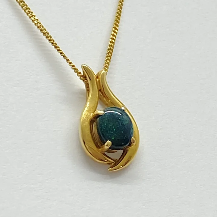 Vintage 14K Gold Diamond & Opal Necklace - Ruby Lane