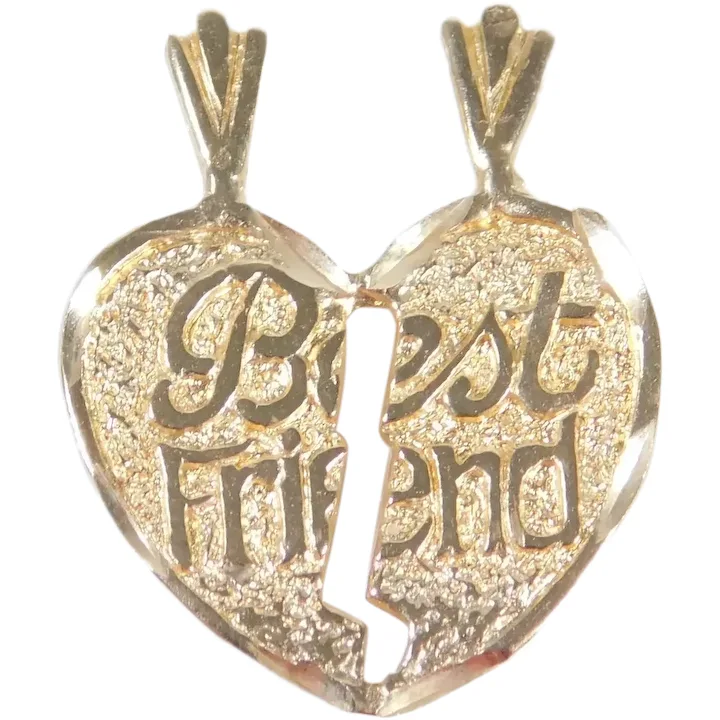 Breakable "Best Friend" Heart Pendant 14K Gold