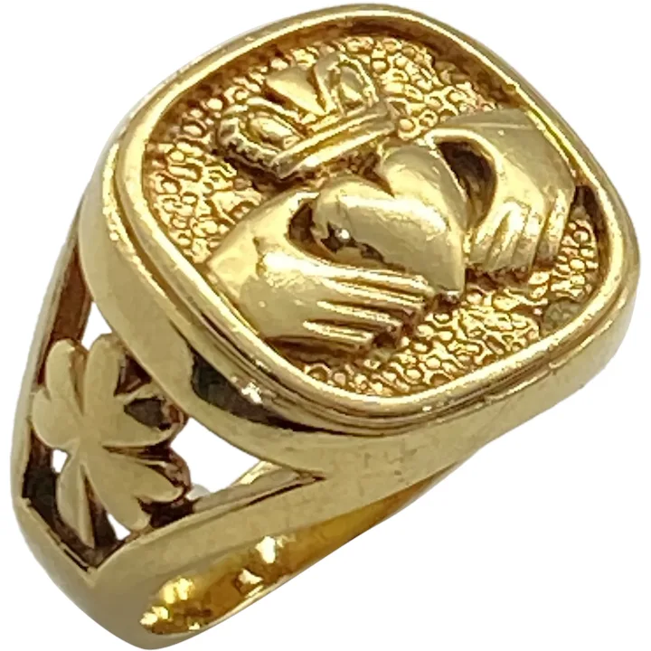 Waarnemen Baan bord Buy Claddagh and Shamrock Vintage Ring Ireland 9K Gold Online | Arnold  Jewelers