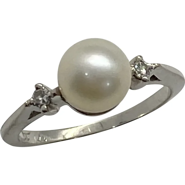 7 mm Cultured Pearl Ring 14K White Gold