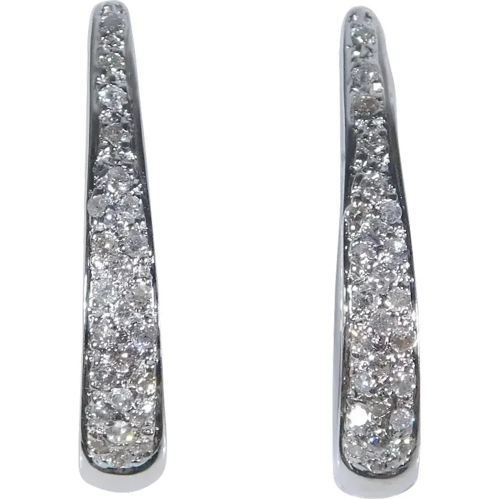 .75ctw Diamond U Gold Hoop Earrings 14K