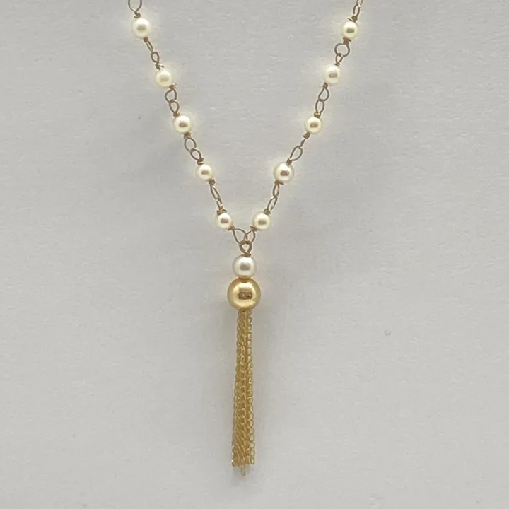 ISHARYA | Provence 925 Silver Deco Pearl Tassel Necklace